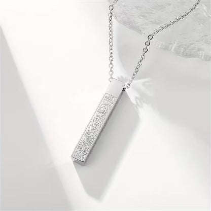 A Stainless Steel Ayat Kursi Islamic Muslim Cube Pendant Necklace for Men And Women|| Featuring Arabic Calligraphy, Perfect As a Gift for Eid Al-Fitr Or Eid Al-Adha