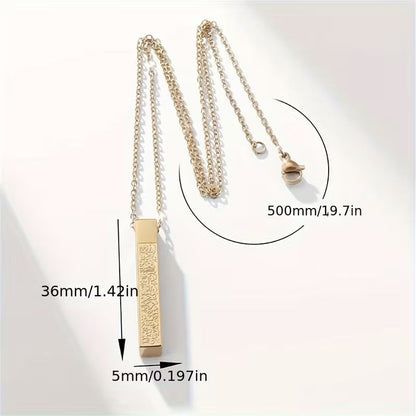 A Stainless Steel Ayat Kursi Islamic Muslim Cube Pendant Necklace for Men And Women|| Featuring Arabic Calligraphy, Perfect As a Gift for Eid Al-Fitr Or Eid Al-Adha